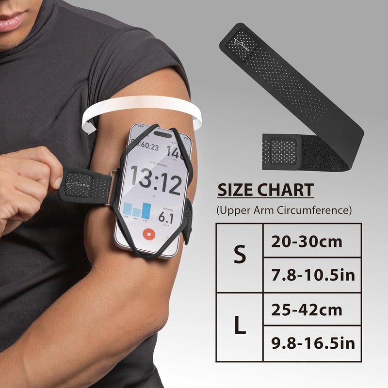 BONE Run Tie 3, Running Phone Armband, Skin-Friendly Silicone Sport Armband with Dual Layer Structure for Heat-Dissipation, Workout Phone Holder for iPhone and 4-7"-7.2" Smartphones (Size L) - Image 5